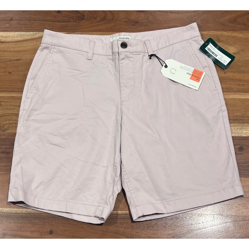 Hawker Rye Mens 9 Inch Essential Wash Chino Shorts Blush Pink 33 103027-053 NWT